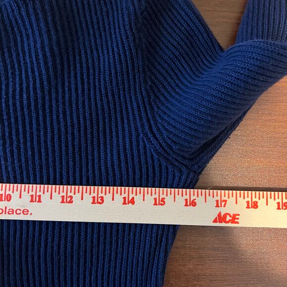 Ralph Lauren LRL Peplum Sweater Women’s Size Medium Navy Gold Buttons Nautical - Picture 8 of 11